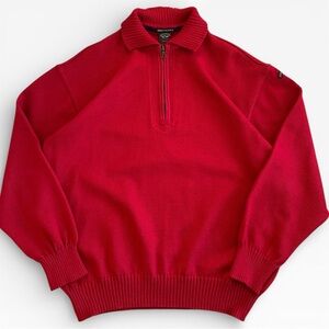 Paul Shark Yachting Bretagne 1/2 Zip Pullover Sweater 100% Wool Red Large Men’s